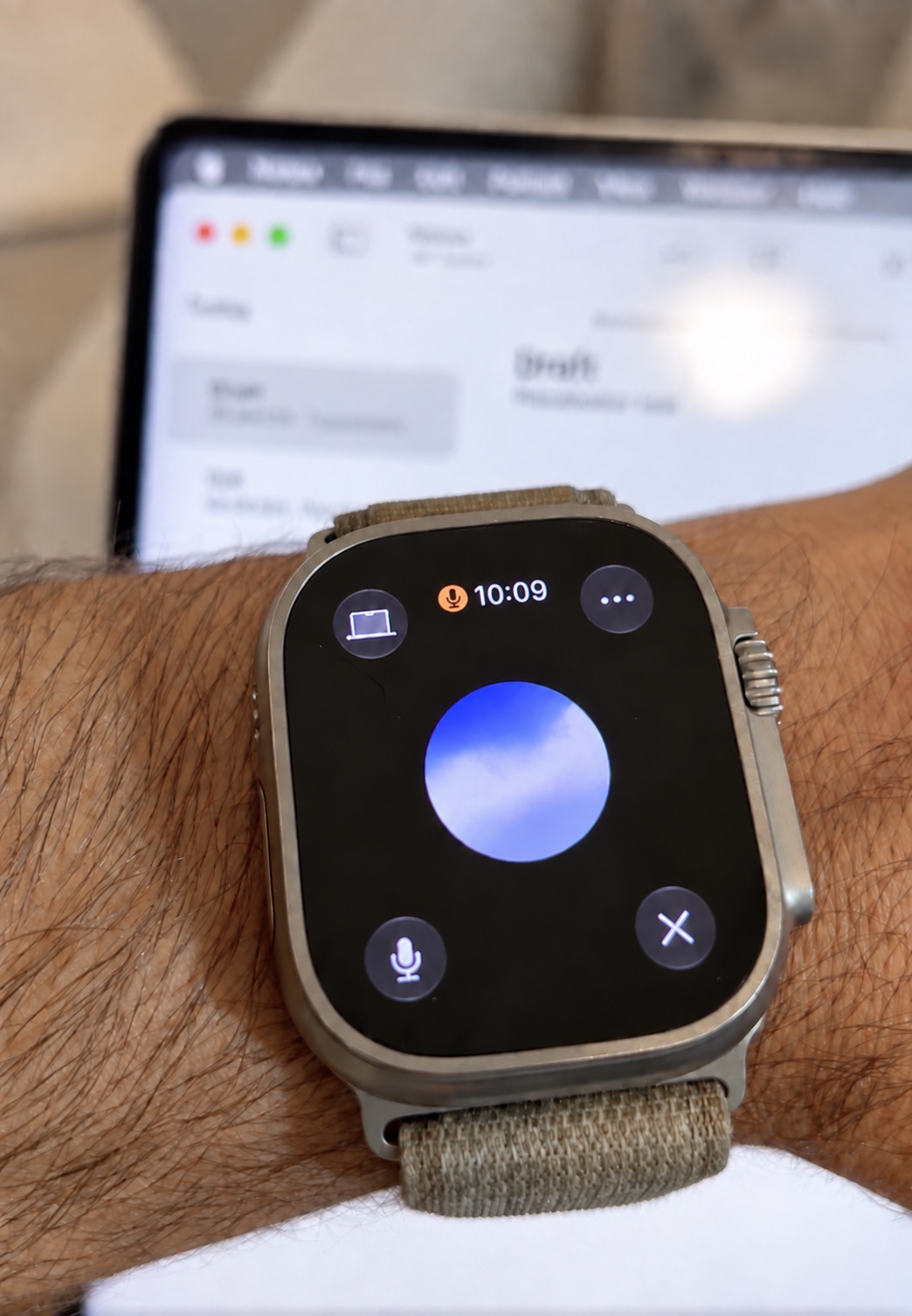 Iris running on an Apple Watch worn on a wrist